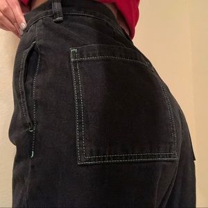 Bdg black jeans with green stitching